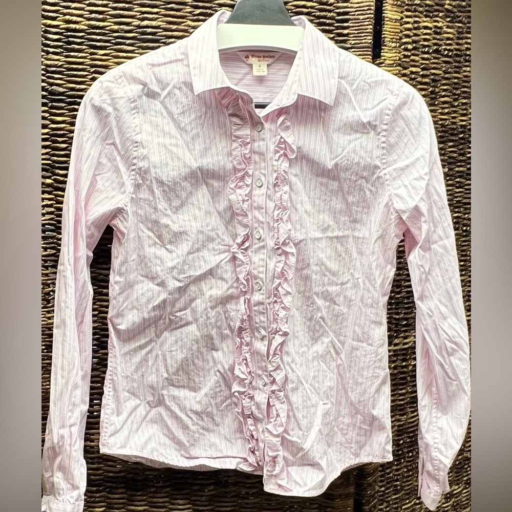 Brooks Brothers - Red Fleece,Pink and White‎ Striped Blouse, Size:4